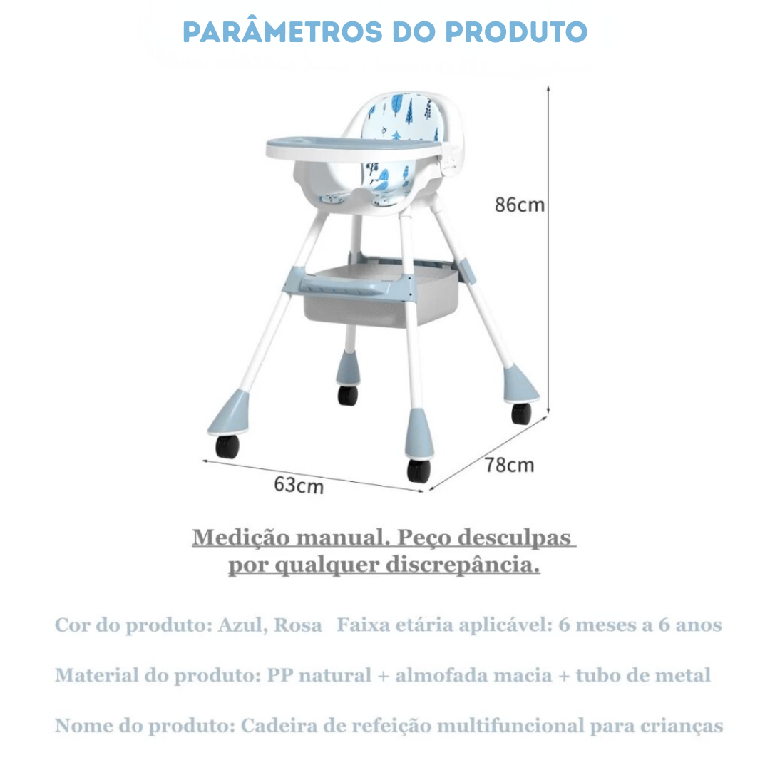 Cadeira de Alimentação Bebê 3 em 1 Portátil – Pequeno Tesouro