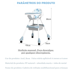 Cadeira de Alimentação Bebê 3 em 1 Portátil – Pequeno Tesouro